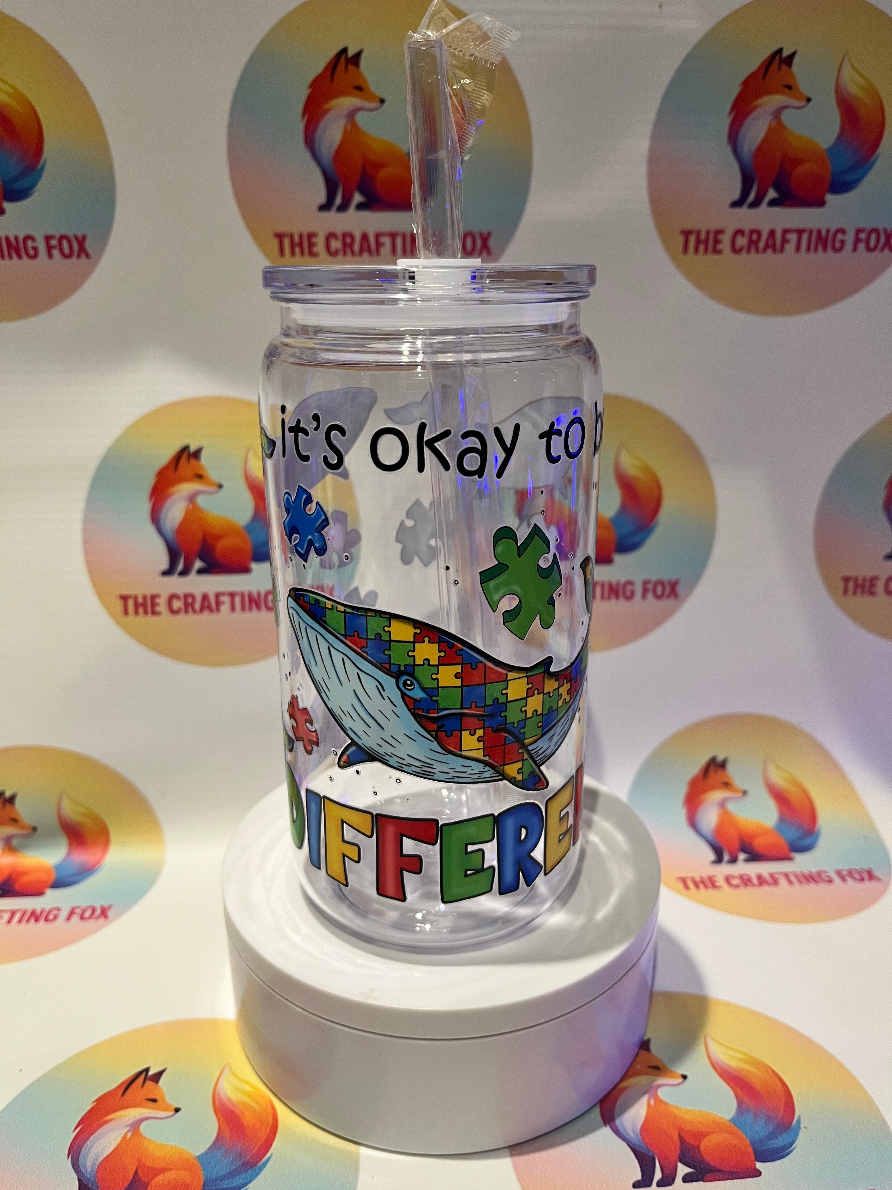 ‘It’s okay to be different’ 16oz acrylic tumbler